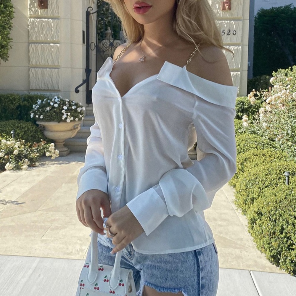 Fashion Nova Off The Chain Chiffon Top - Ivory